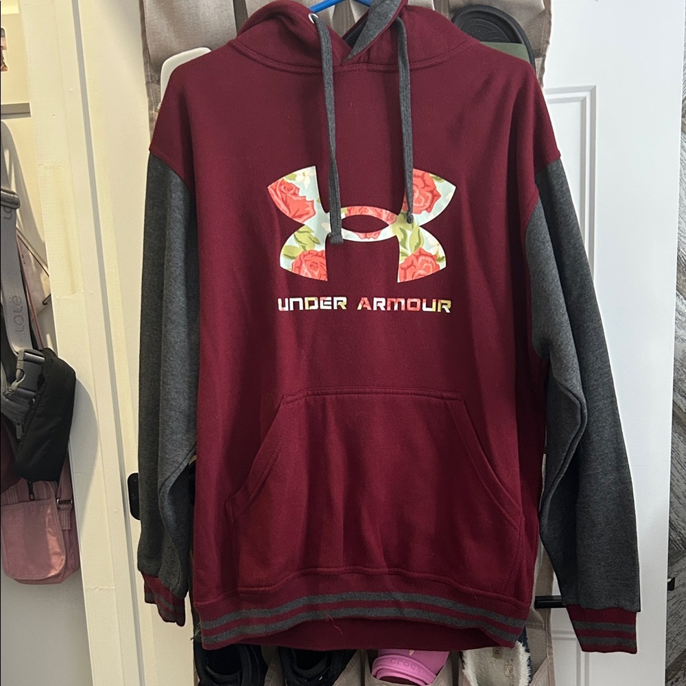 Under Armour Burgundy and Gray Hoodie